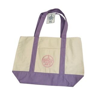 Cream Canvas Tote with Lavender Accents